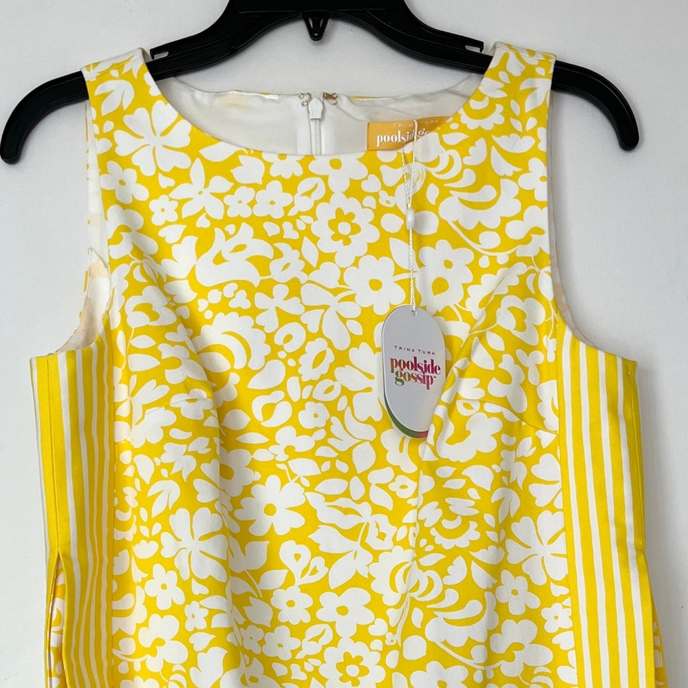Trina Turk Brynne 3 Shift Dress Soleil Sun Yellow & White Poolside Gossip 4 New!